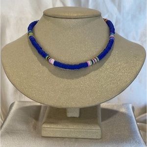 Blue polymer clay necklace